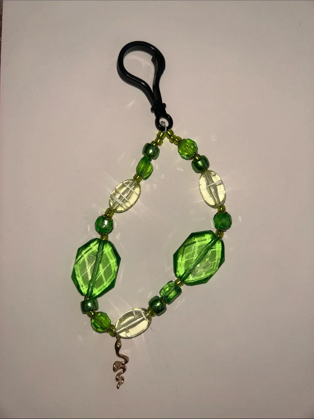 Green Beaded Bracelet Keychain - Fashion Accessory